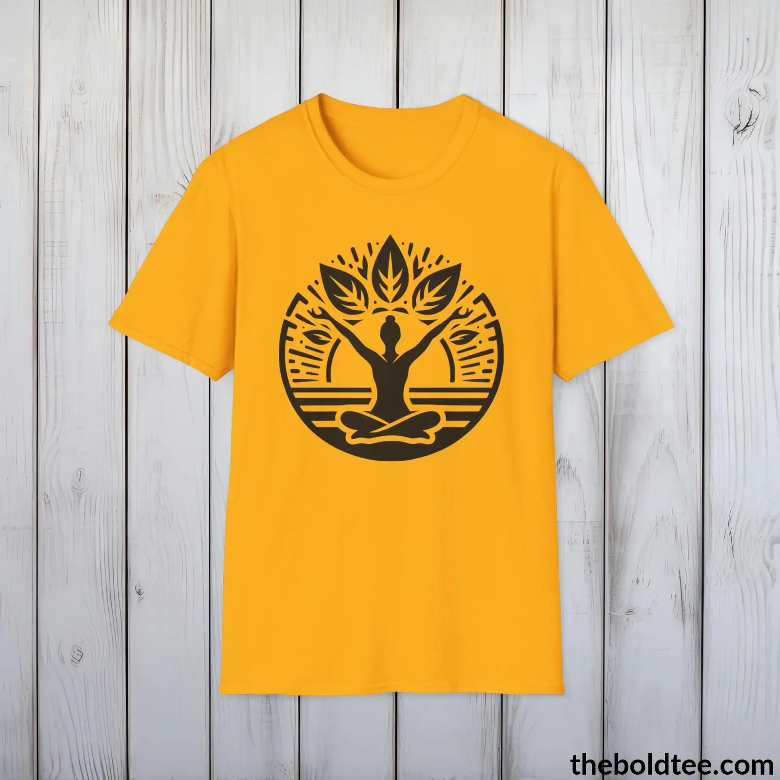 T-Shirt Gold / S Yoga Tee - Sustainable & Soft Cotton Crewneck Unisex T-Shirt - 9 Bold Colors