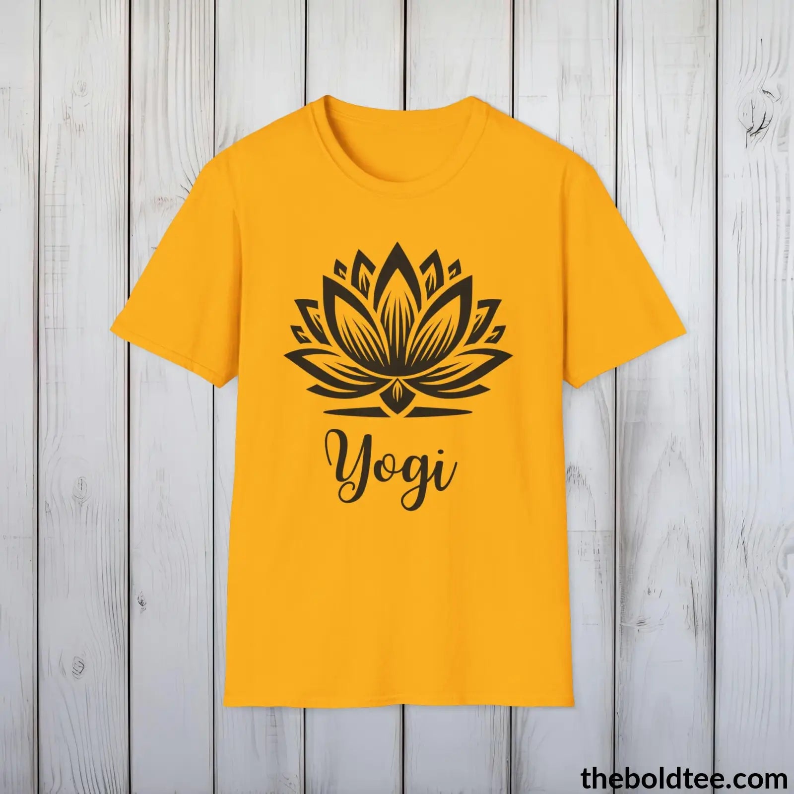 T-Shirt Gold / S Yogi Tee - Sustainable & Soft Cotton Crewneck Unisex T-Shirt - 9 Bold Colors