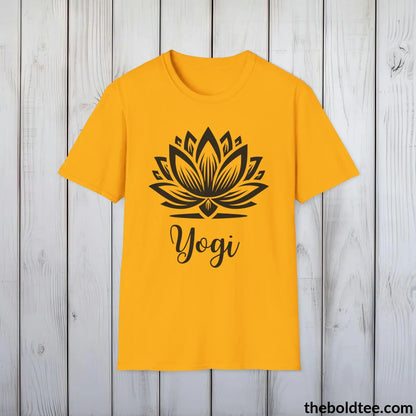 T-Shirt Gold / S Yogi Tee - Sustainable & Soft Cotton Crewneck Unisex T-Shirt - 9 Bold Colors