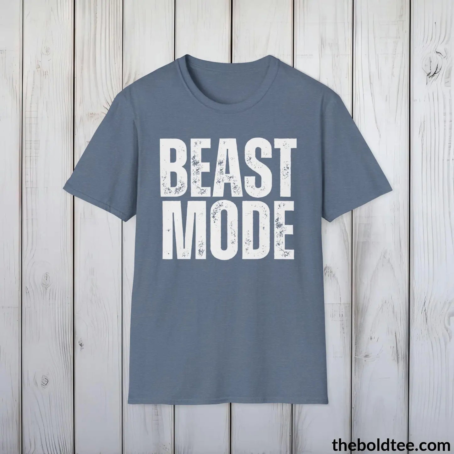 T-Shirt Heather Indigo / S Bold BEAST MODE Tee - Premium Cotton Crewneck Unisex T-Shirt - 9 Bold Colors