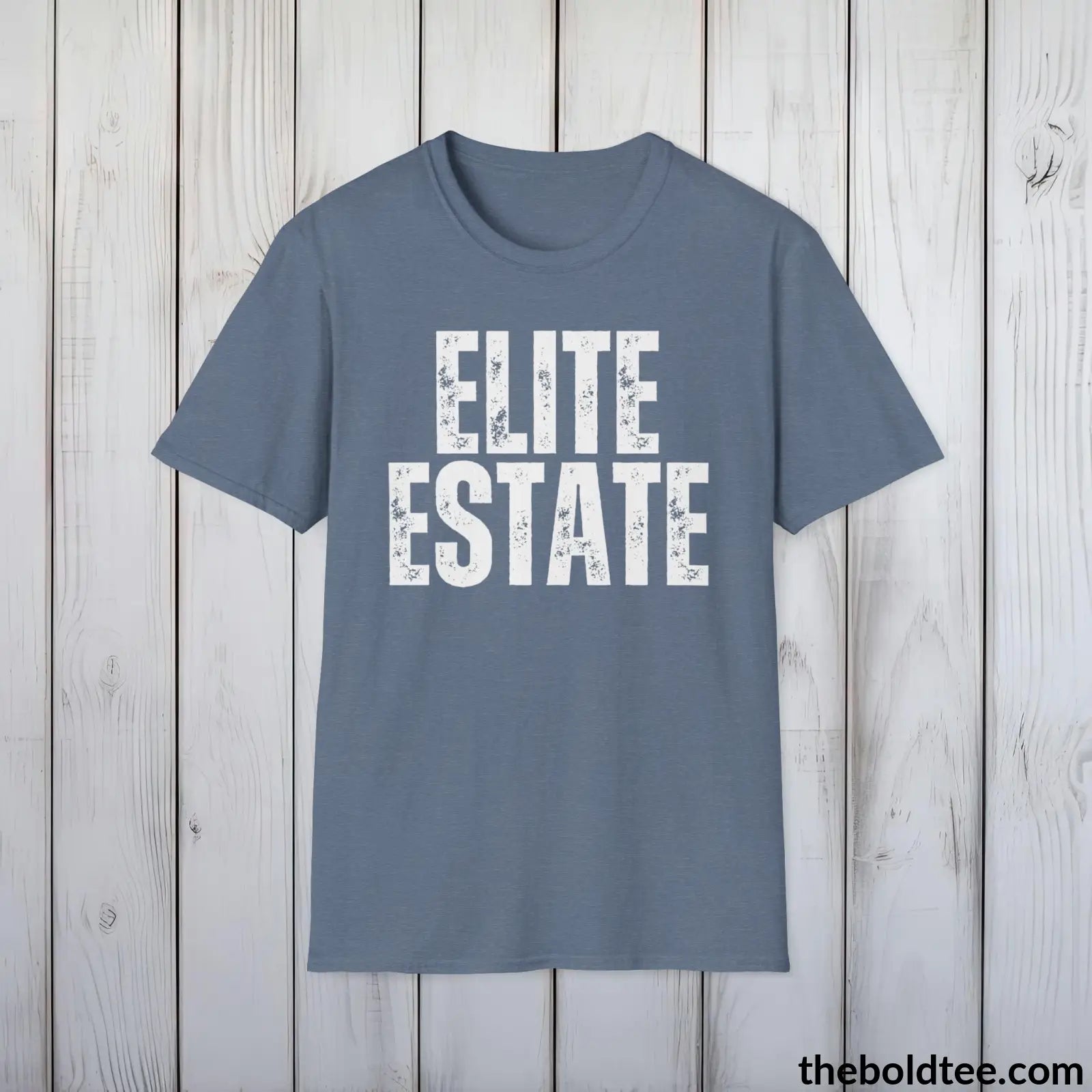 T-Shirt Heather Indigo / S Bold ELITE ESTATE Tee - Premium Cotton Crewneck Unisex T-Shirt - 9 Bold Colors