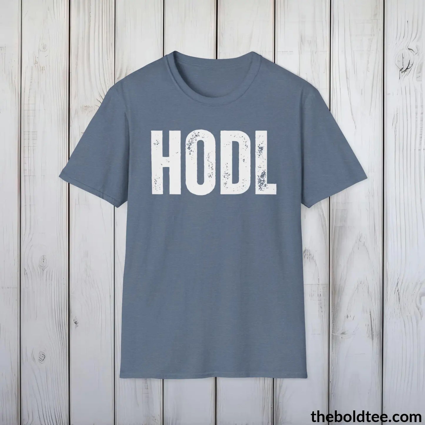 T-Shirt Heather Indigo / S Bold HODL Tee - Premium Cotton Crewneck Unisex T-Shirt - 9 Bold Colors