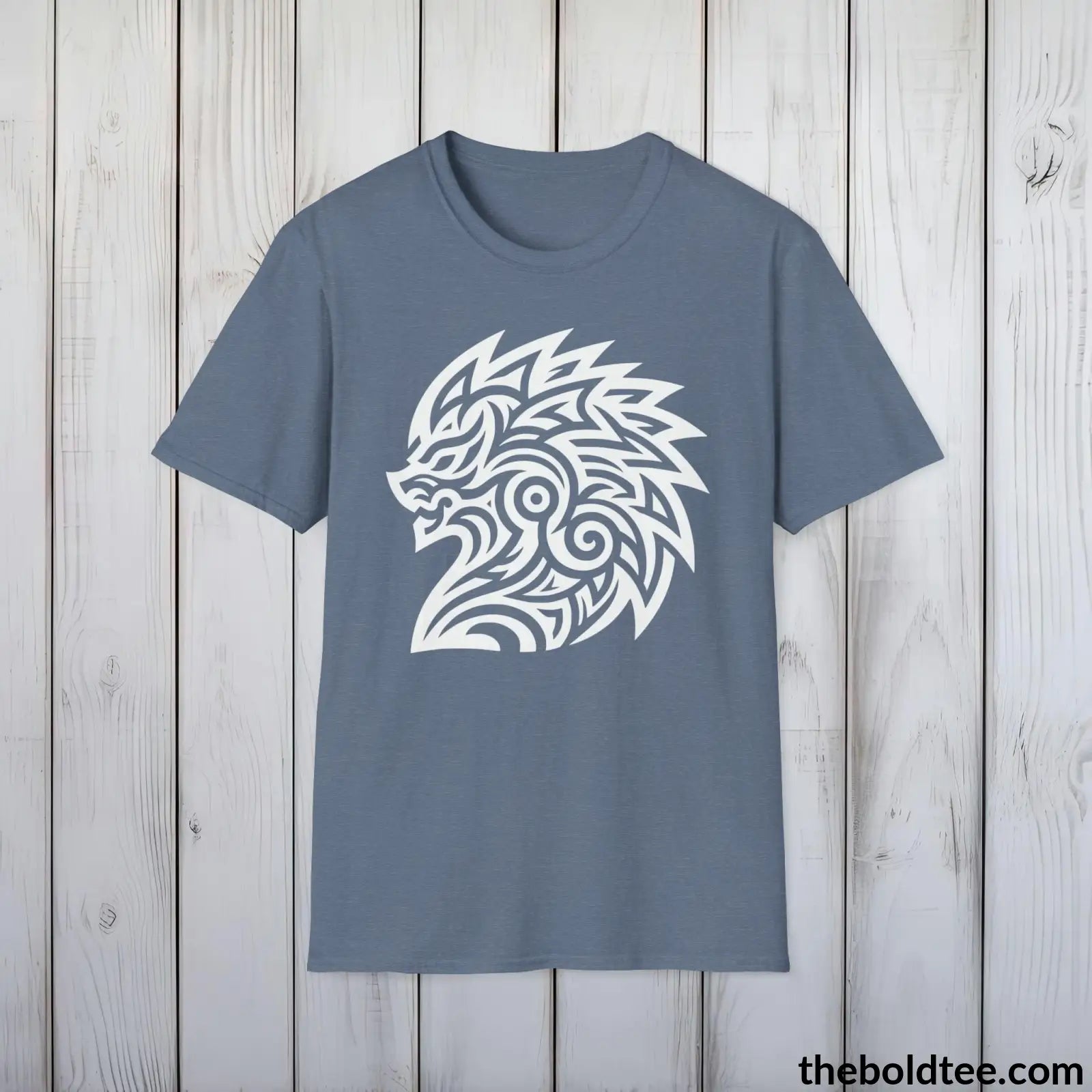 T-Shirt Heather Indigo / S Bold Tribal Pattern Tee - Premium Soft Cotton Crewneck Unisex T-Shirt - 9 Bold Colors