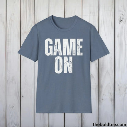 T-Shirt Heather Indigo / S GAME ON Gamer Tee - Sustainable & Soft Cotton Crewneck Unisex T-Shirt - 9 Bold Colors