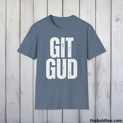 T-Shirt Heather Indigo / S GIT GUD Gamer Tee - Sustainable & Soft Cotton Crewneck Unisex T-Shirt - 9 Bold Colors