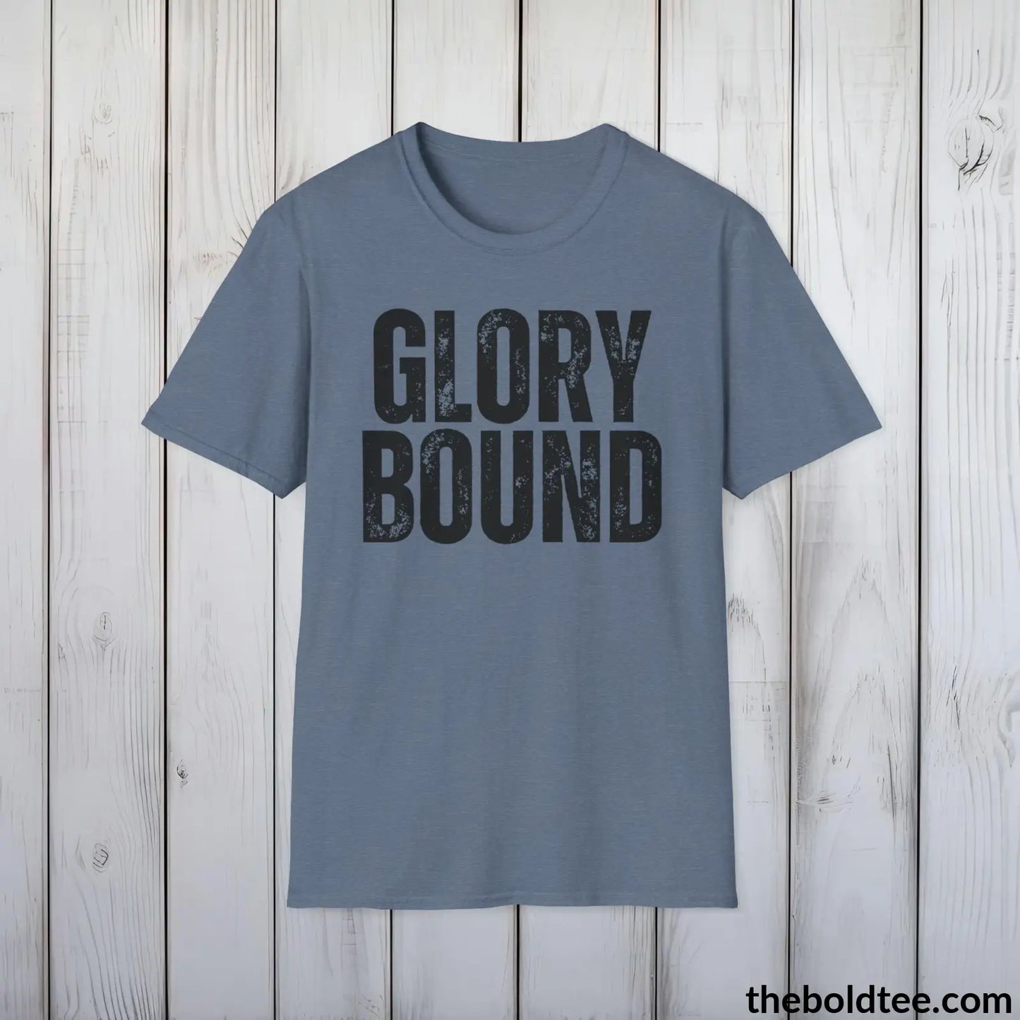 T-Shirt Heather Indigo / S GLORY BOUND Military Tee - Strong & Versatile Cotton Crewneck T-Shirt - 9 Bold Colors