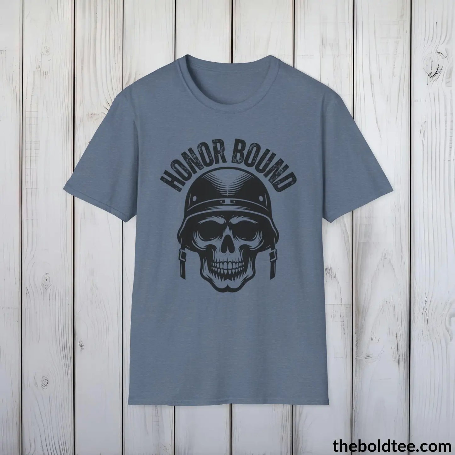 T-Shirt Heather Indigo / S HONOR BOUND Military Tee - Strong & Versatile Cotton Crewneck T-Shirt - 9 Bold Colors