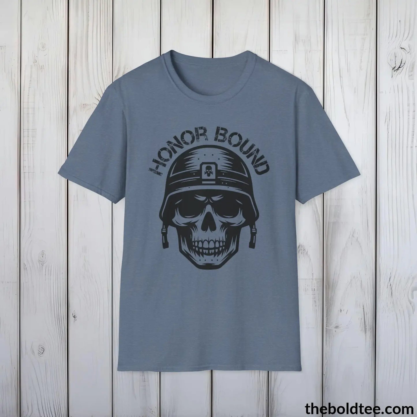 T-Shirt Heather Indigo / S HONOR BOUND Military Tee - Strong & Versatile Cotton Crewneck T-Shirt - 9 Bold Colors