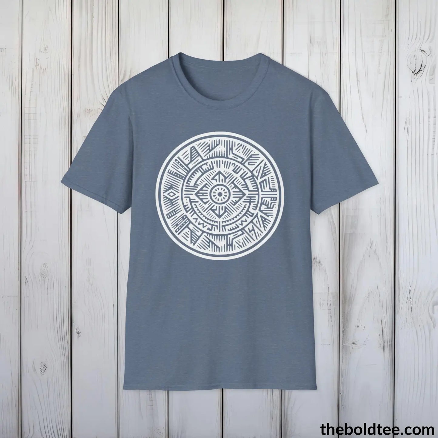 T-Shirt Heather Indigo / S Inca Tribal Pattern Tee - Premium Soft Cotton Crewneck Unisex T-Shirt - 9 Bold Colors