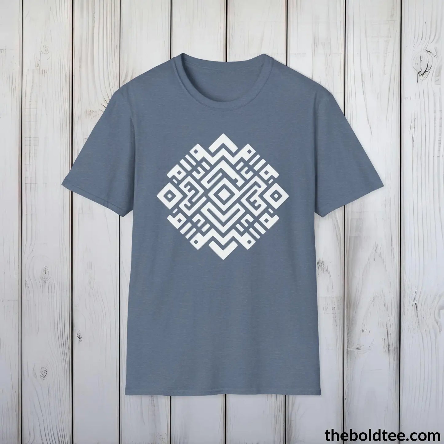 T-Shirt Heather Indigo / S Inca Tribal Pattern Tee - Premium Soft Cotton Crewneck Unisex T-Shirt - 9 Bold Colors