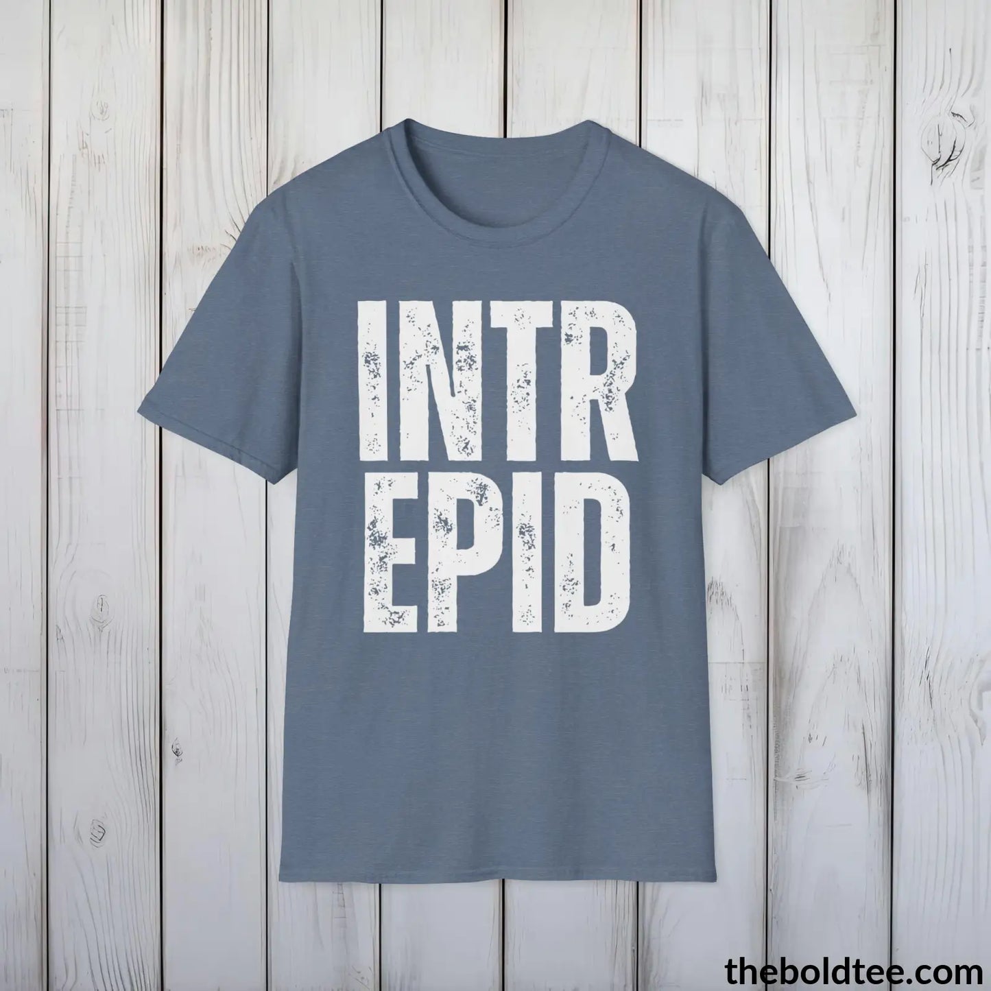 T-Shirt Heather Indigo / S INTERPID Tee - Casual, Sustainable & Soft Cotton Crewneck Unisex T-Shirt - 9 Bold Colors