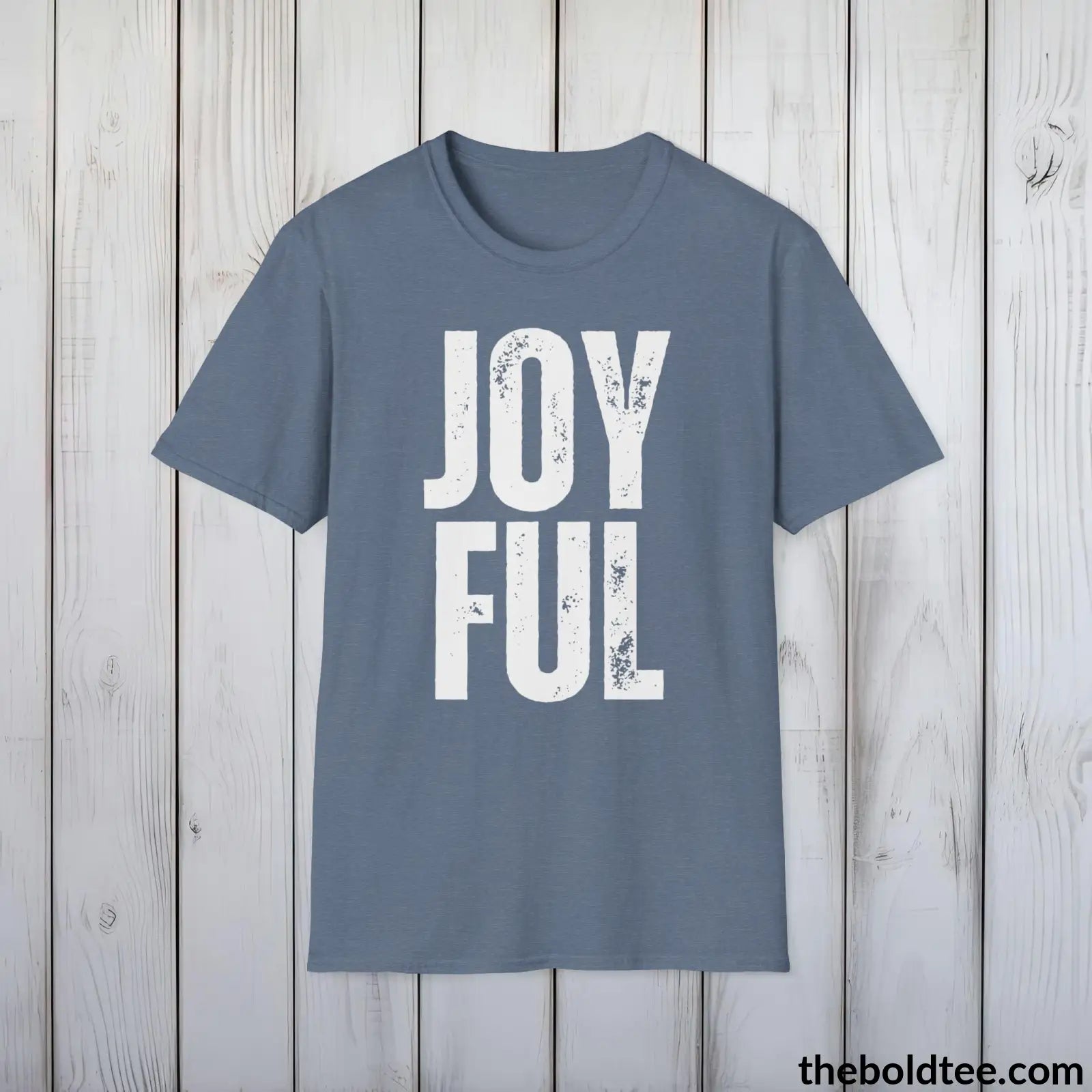 T-Shirt Heather Indigo / S JOYFUL Tee - Casual, Sustainable & Soft Cotton Crewneck Unisex T-Shirt - 9 Bold Colors