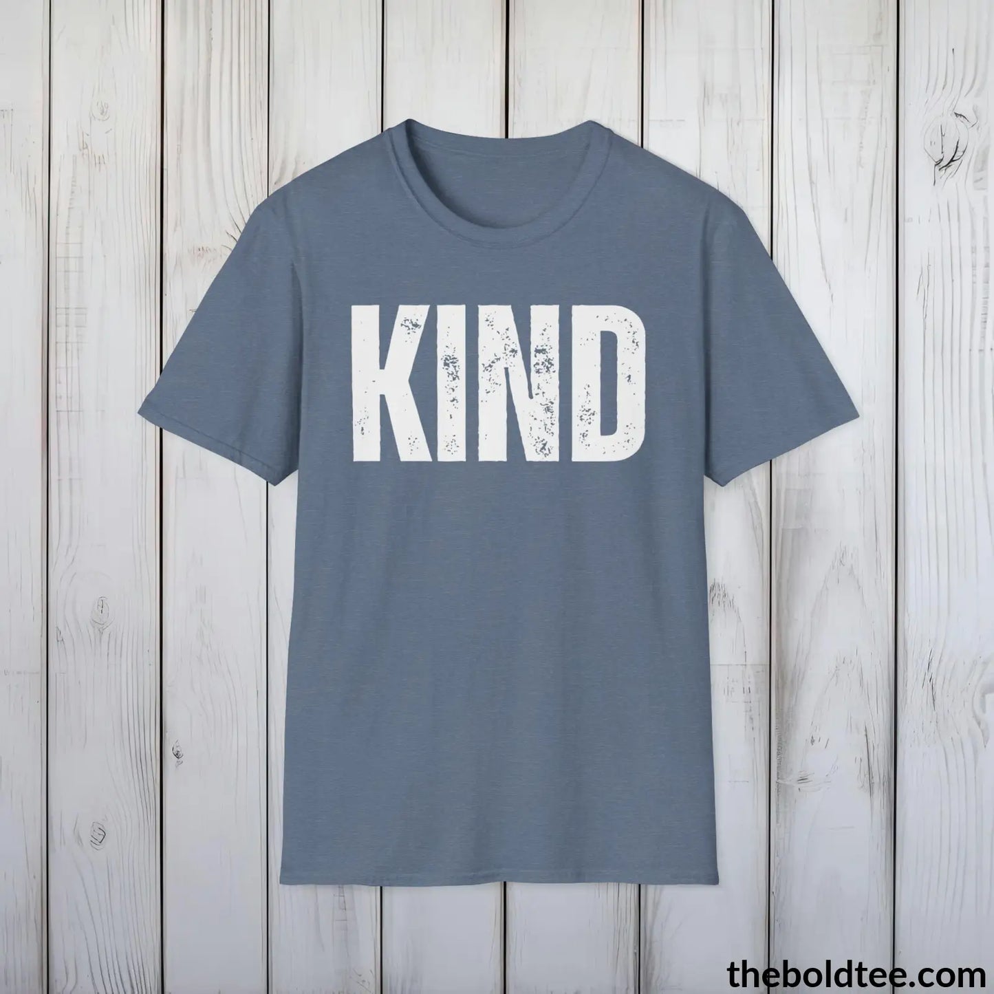 T-Shirt Heather Indigo / S KIND Tee - Casual, Sustainable & Soft Cotton Crewneck Unisex T-Shirt - 9 Bold Colors