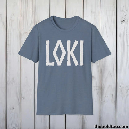 T-Shirt Heather Indigo / S LOKI Tee - Bold Viking Mythology Cotton T-Shirt - 9 Epic Dark Colors Available