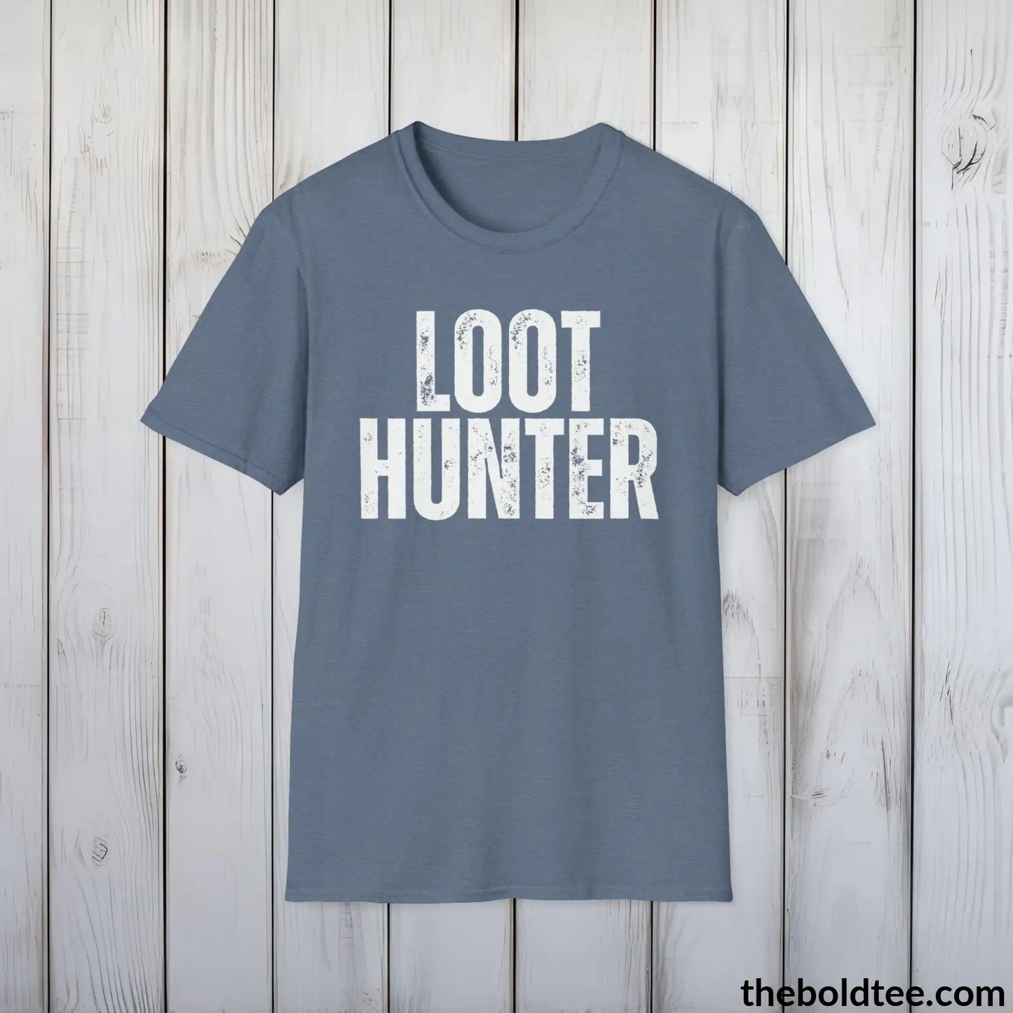 T-Shirt Heather Indigo / S LOOT HUNTER Gamer Tee - Sustainable & Soft Cotton Crewneck Unisex T-Shirt - 9 Bold Colors