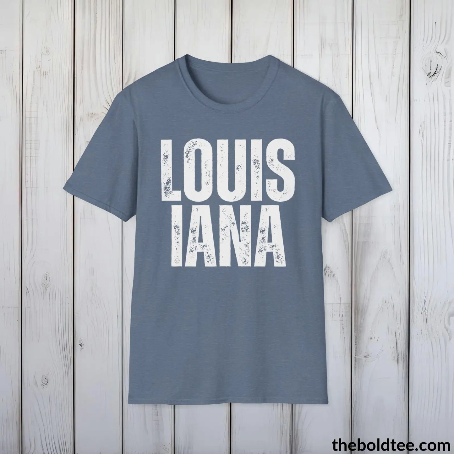 T-Shirt Heather Indigo / S LOUISIANA Tee - Casual, Sustainable & Soft Cotton Crewneck Unisex T-Shirt - 9 Bold Colors