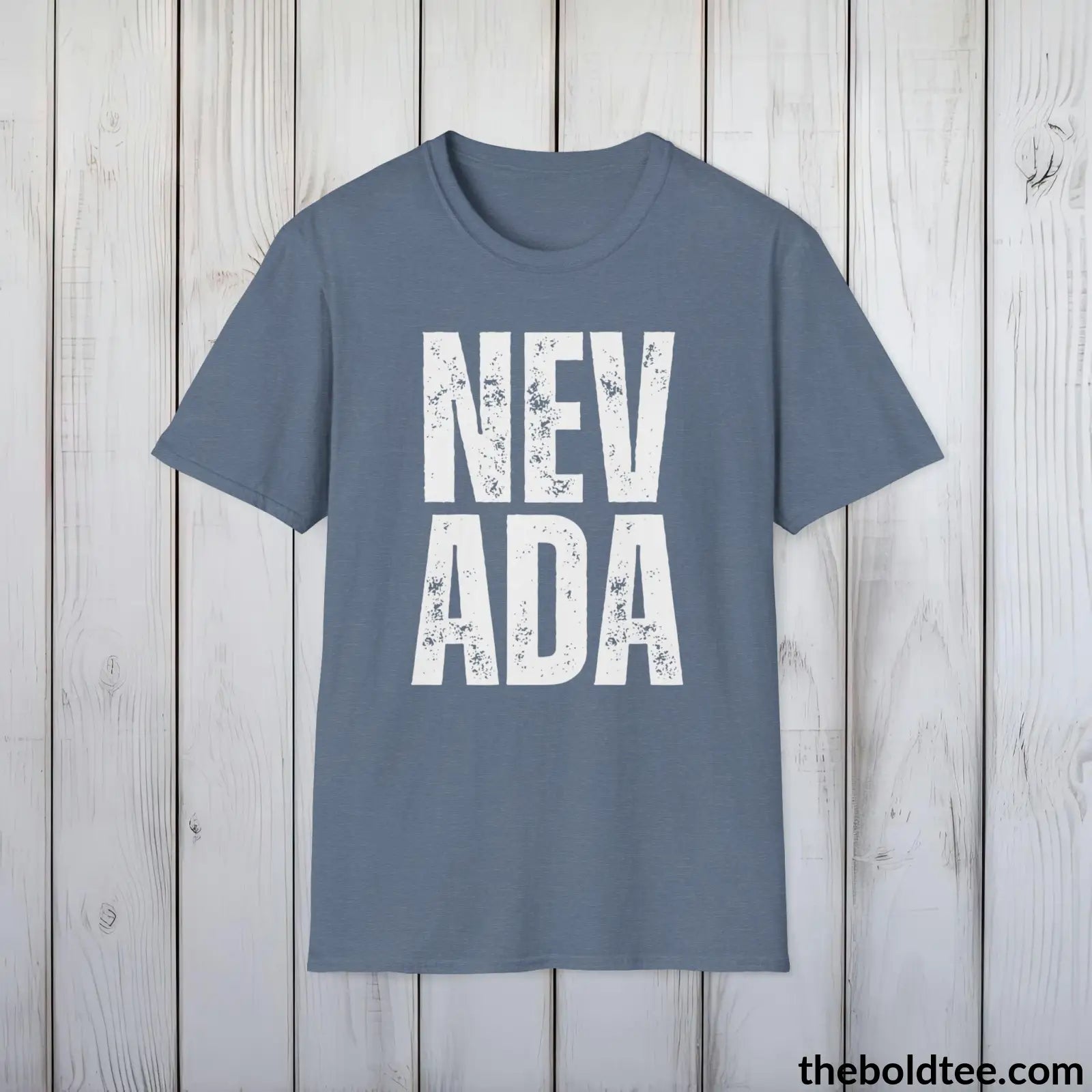 T-Shirt Heather Indigo / S NEVADA Tee - Casual, Sustainable & Soft Cotton Crewneck Unisex T-Shirt - 9 Bold Colors