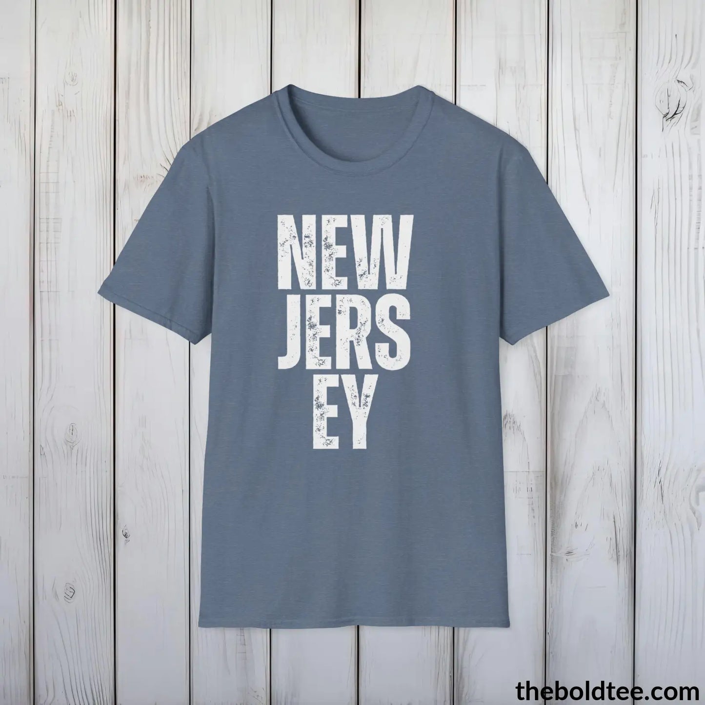 T-Shirt Heather Indigo / S NEW JERSEY Tee - Casual, Sustainable & Soft Cotton Crewneck Unisex T-Shirt - 9 Bold Colors