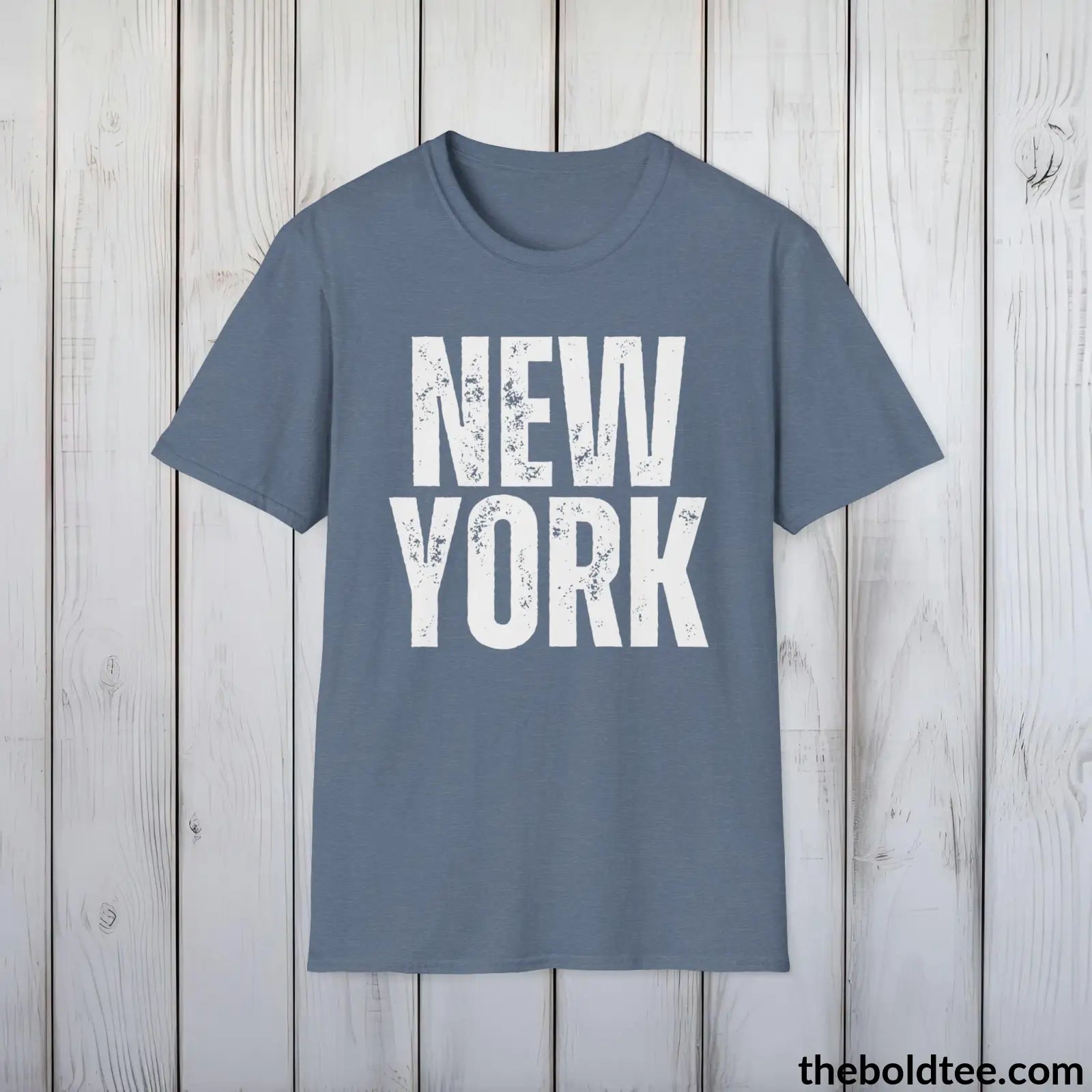 T-Shirt Heather Indigo / S NEW YORK Tee - Casual, Sustainable & Soft Cotton Crewneck Unisex T-Shirt - 9 Bold Colors