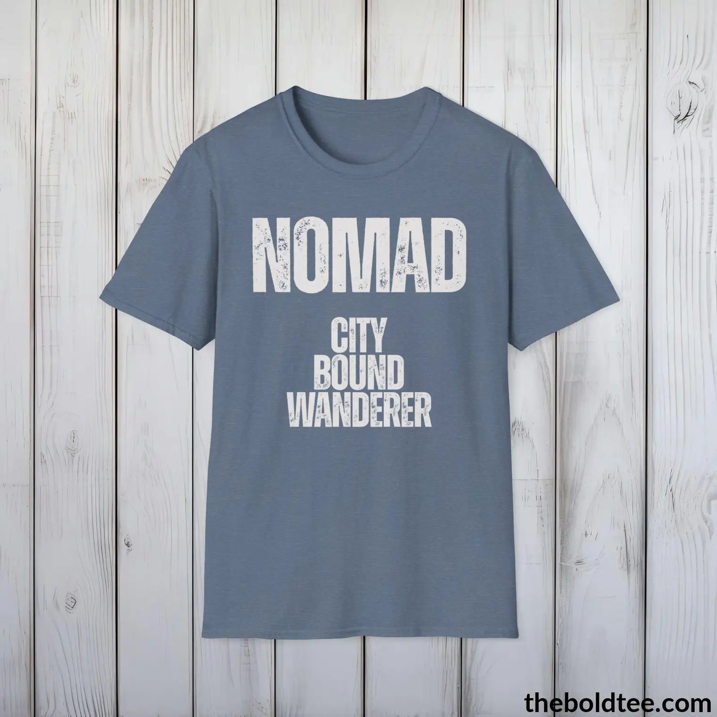 T-Shirt Heather Indigo / S NOMAD - City Bound Wanderer Tee - Bold Urbnan Cotton T-Shirt - 9 Epic Colors Available