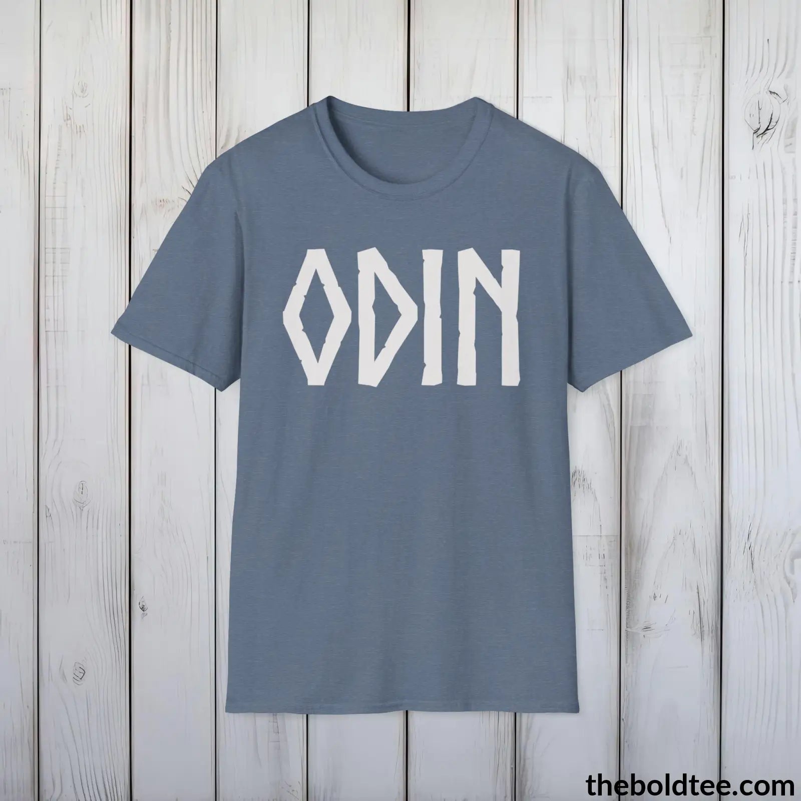 T-Shirt Heather Indigo / S ODIN Tee - Bold Viking Mythology Cotton T-Shirt - 9 Epic Dark Colors Available