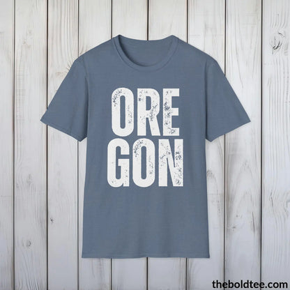 T-Shirt Heather Indigo / S OREGON Tee - Casual, Sustainable & Soft Cotton Crewneck Unisex T-Shirt - 9 Bold Colors