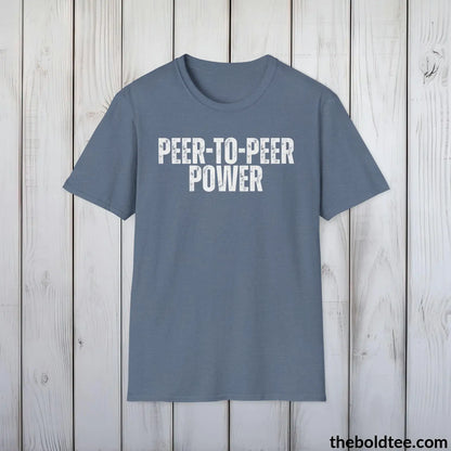 T-Shirt Heather Indigo / S PEER-TO-PEER PWER Cryptocurrency Tee - Premium Cotton Crewneck Unisex T-Shirt - 9 Bold Colors