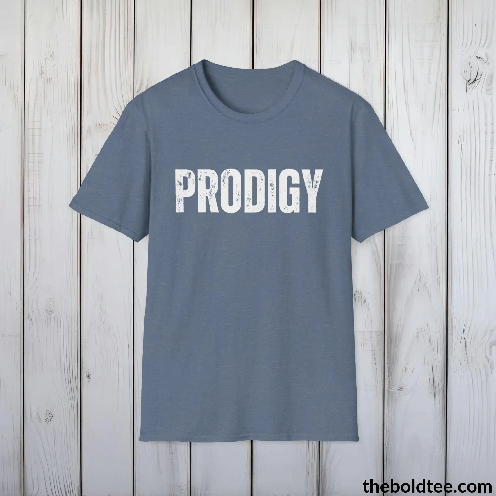 T-Shirt Heather Indigo / S PRODIGY Tee - Bold Urbnan Cotton T-Shirt - 9 Epic Colors Available