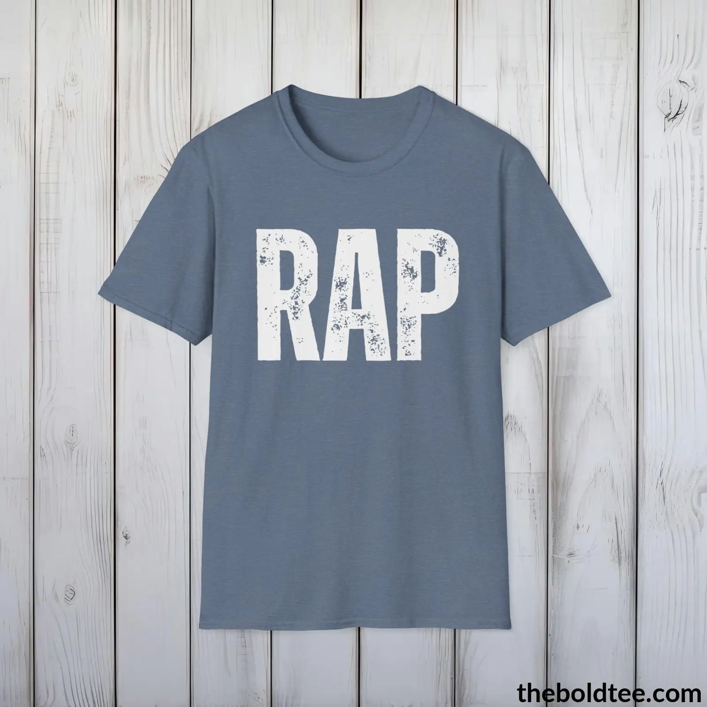 T-Shirt Heather Indigo / S RAP Tee - Bold Urbnan Cotton T-Shirt - 9 Epic Colors Available