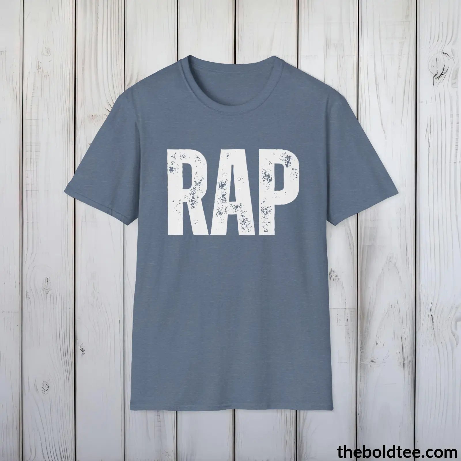 T-Shirt Heather Indigo / S RAP Tee - Bold Urbnan Cotton T-Shirt - 9 Epic Colors Available