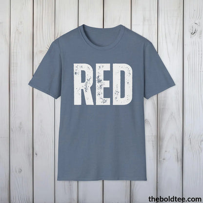 T-Shirt Heather Indigo / S RED Tee - Bold Urbnan Cotton T-Shirt - 9 Epic Colors Available