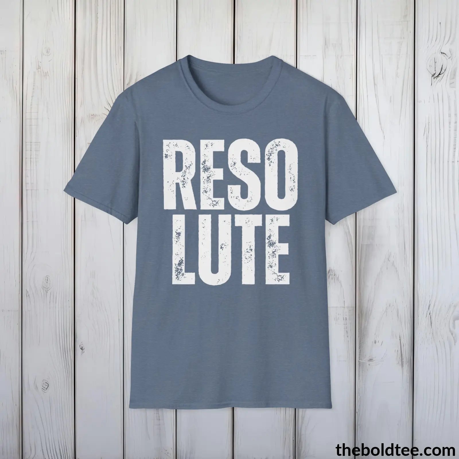 T-Shirt Heather Indigo / S RESOLUTE Tee - Casual, Sustainable & Soft Cotton Crewneck Unisex T-Shirt - 9 Bold Colors