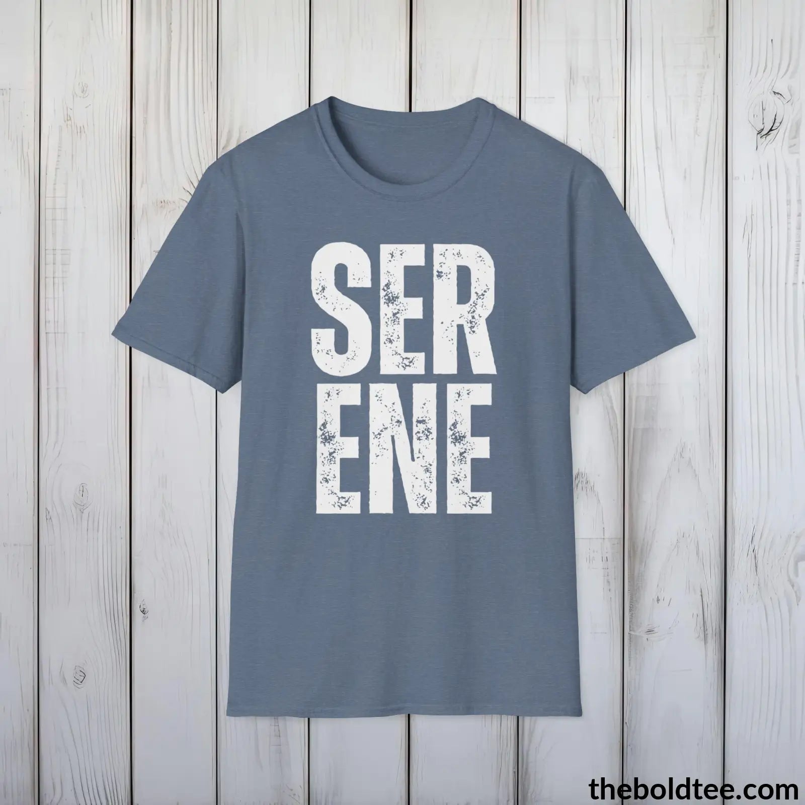 T-Shirt Heather Indigo / S SERENE Tee - Casual, Sustainable & Soft Cotton Crewneck Unisex T-Shirt - 9 Bold Colors