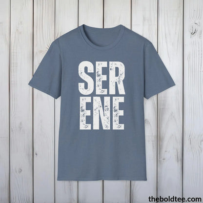 T-Shirt Heather Indigo / S SERENE Tee - Casual, Sustainable & Soft Cotton Crewneck Unisex T-Shirt - 9 Bold Colors