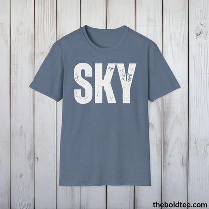 T-Shirt Heather Indigo / S SKY Tee - Bold Urbnan Cotton T-Shirt - 9 Epic Colors Available