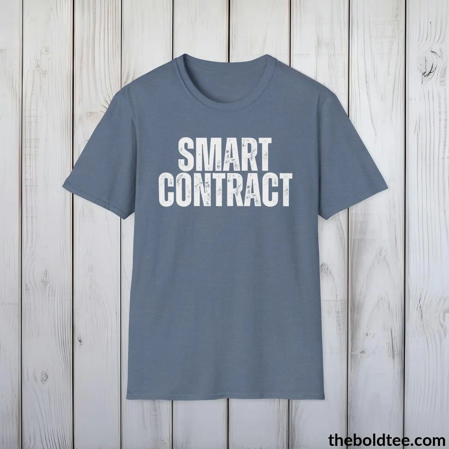 T-Shirt Heather Indigo / S SMART CONTRACT Cryptocurrency Tee - Premium Cotton Crewneck Unisex T-Shirt - 9 Bold Colors