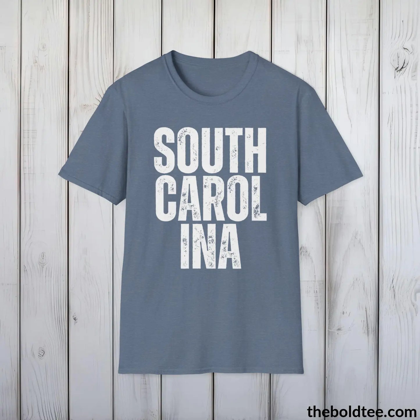 T-Shirt Heather Indigo / S SOUTH CAROLINA Tee - Casual, Sustainable & Soft Cotton Crewneck Unisex T-Shirt - 9 Bold Colors