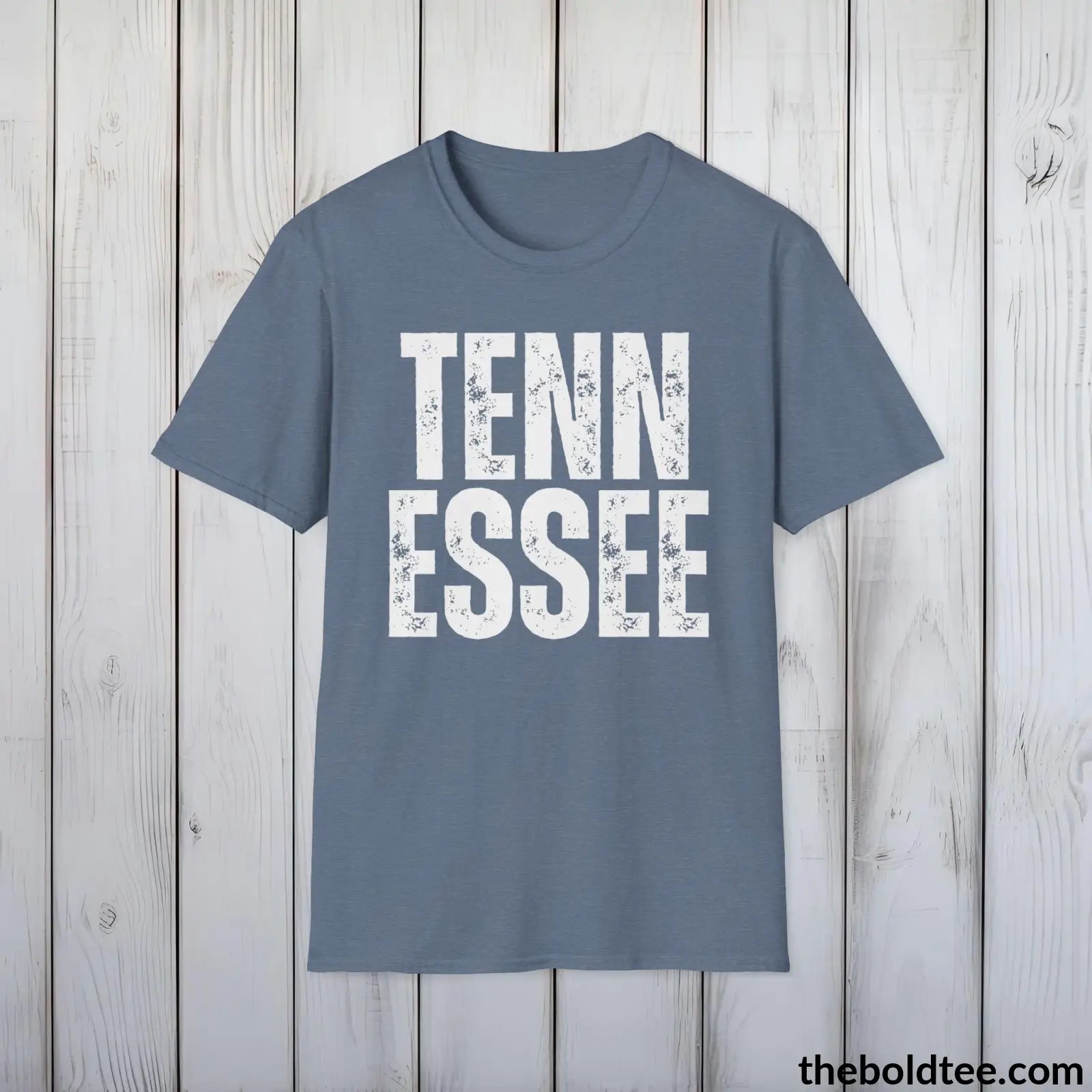 T-Shirt Heather Indigo / S TENNESSEE Tee - Casual, Sustainable & Soft Cotton Crewneck Unisex T-Shirt - 9 Bold Colors