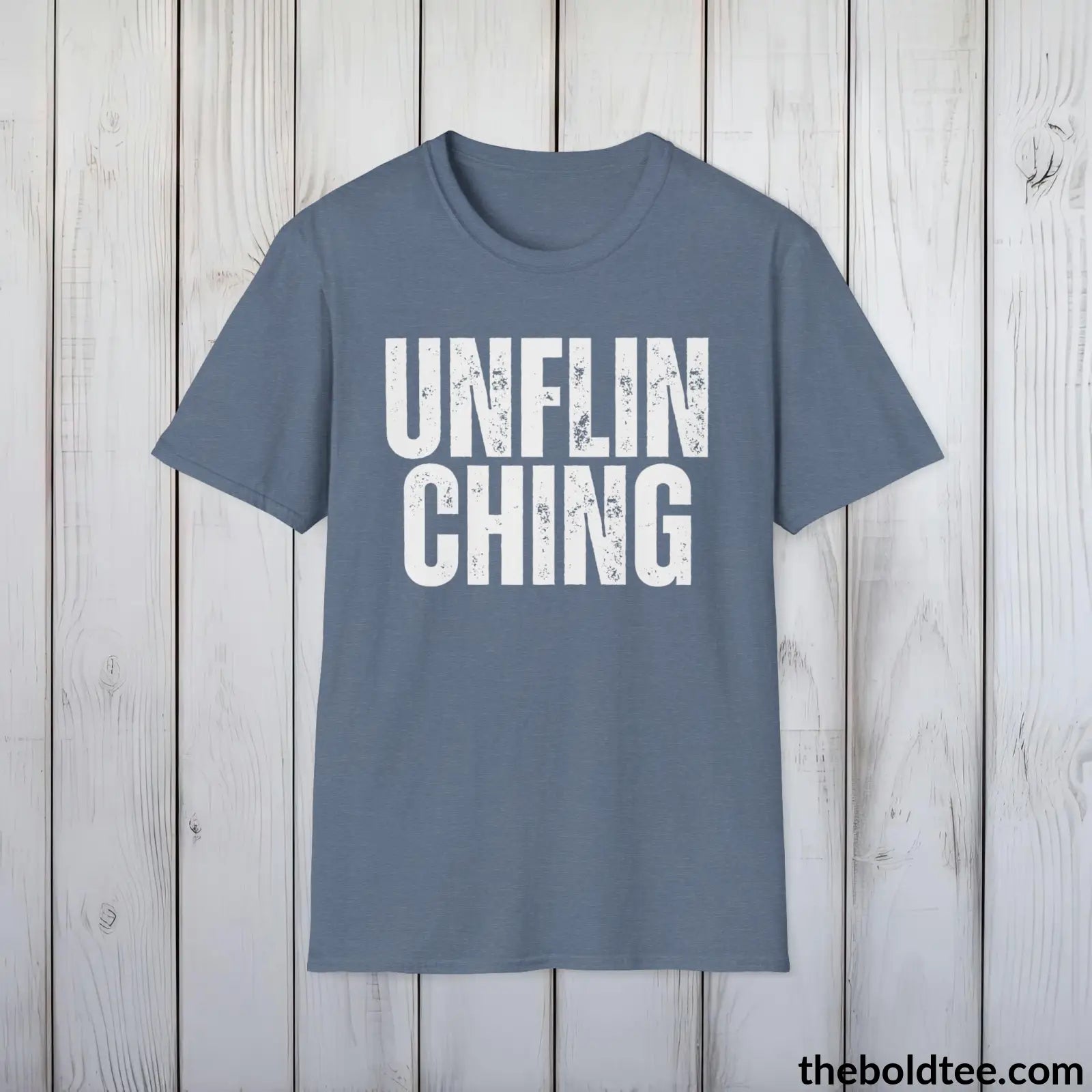 T-Shirt Heather Indigo / S UNFLINCHING Tee - Casual, Sustainable & Soft Cotton Crewneck Unisex T-Shirt - 9 Bold Colors