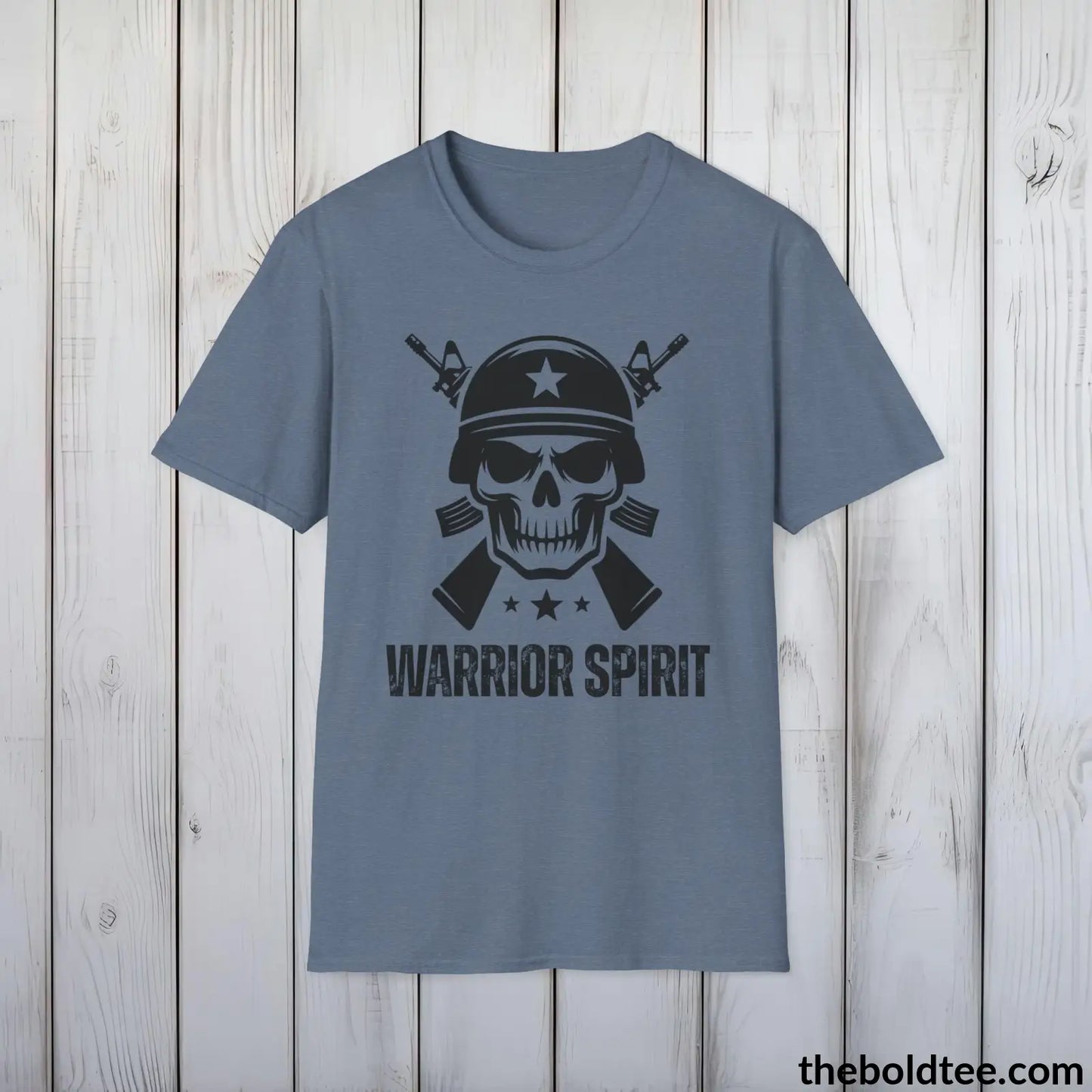 T-Shirt Heather Indigo / S WARRIOR SPIRIT Military Tee - Strong & Versatile Cotton Crewneck T-Shirt - 9 Bold Colors