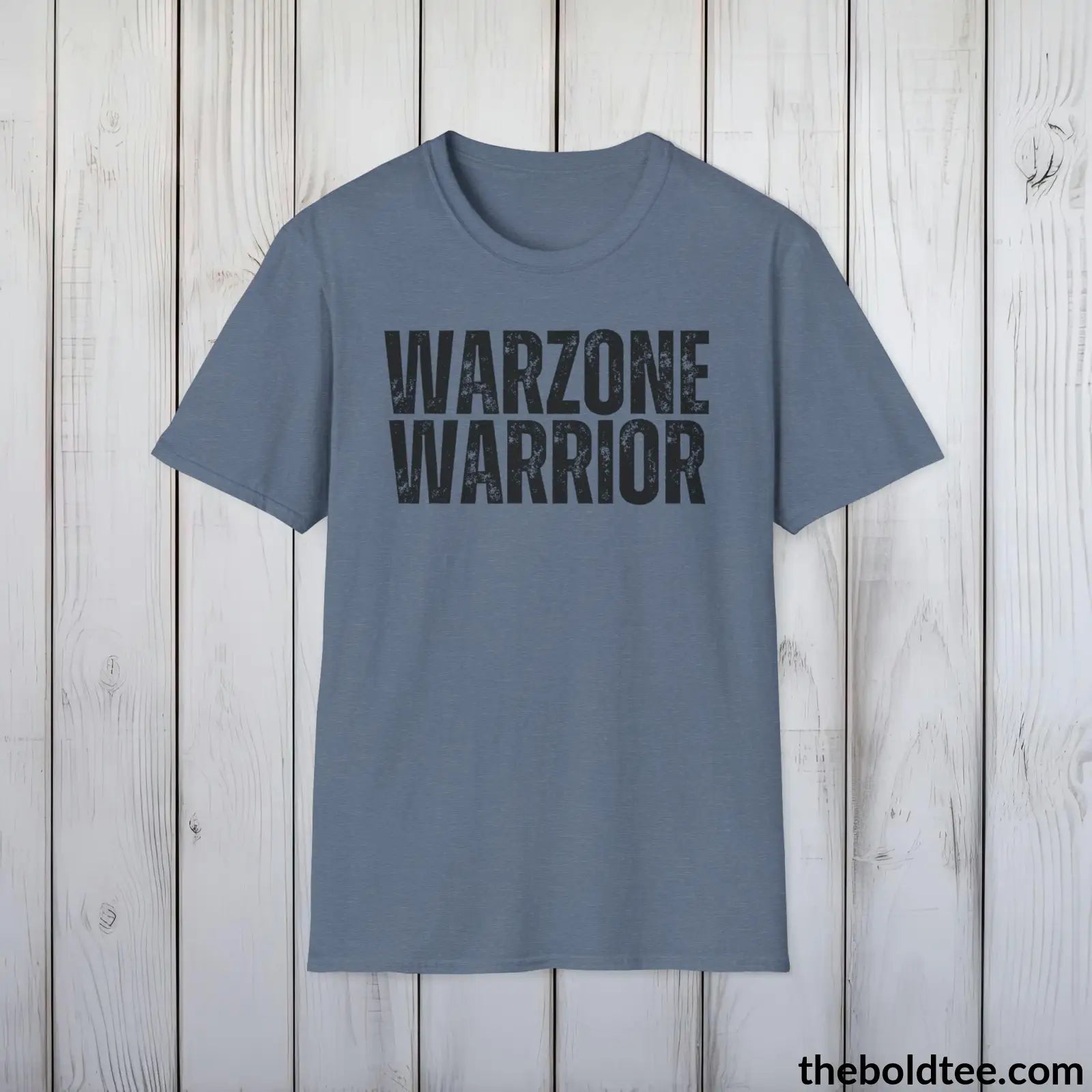 T-Shirt Heather Indigo / S WARZONE WARRIOR Military Tee - Strong & Versatile Cotton Crewneck T-Shirt - 9 Bold Colors