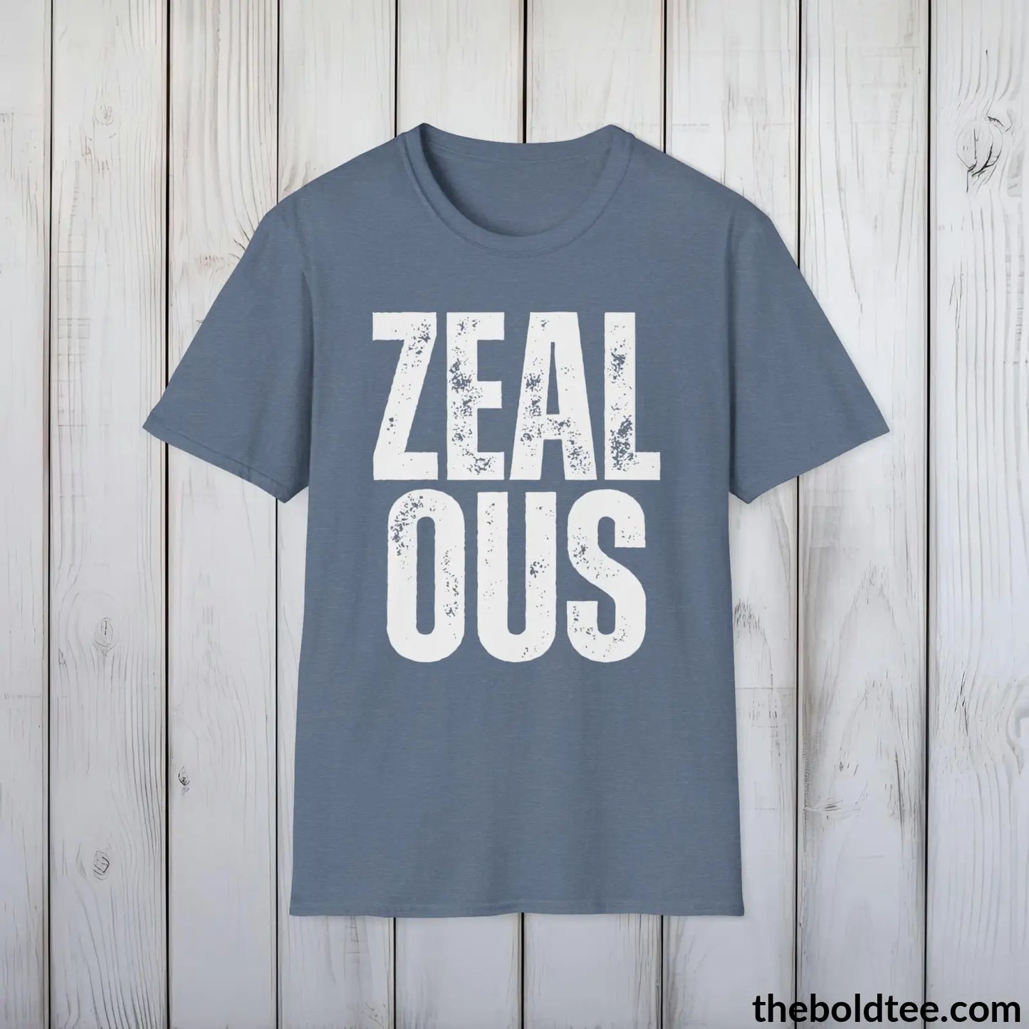 T-Shirt Heather Indigo / S ZEALOUS Tee - Casual, Sustainable & Soft Cotton Crewneck Unisex T-Shirt - 9 Bold Colors