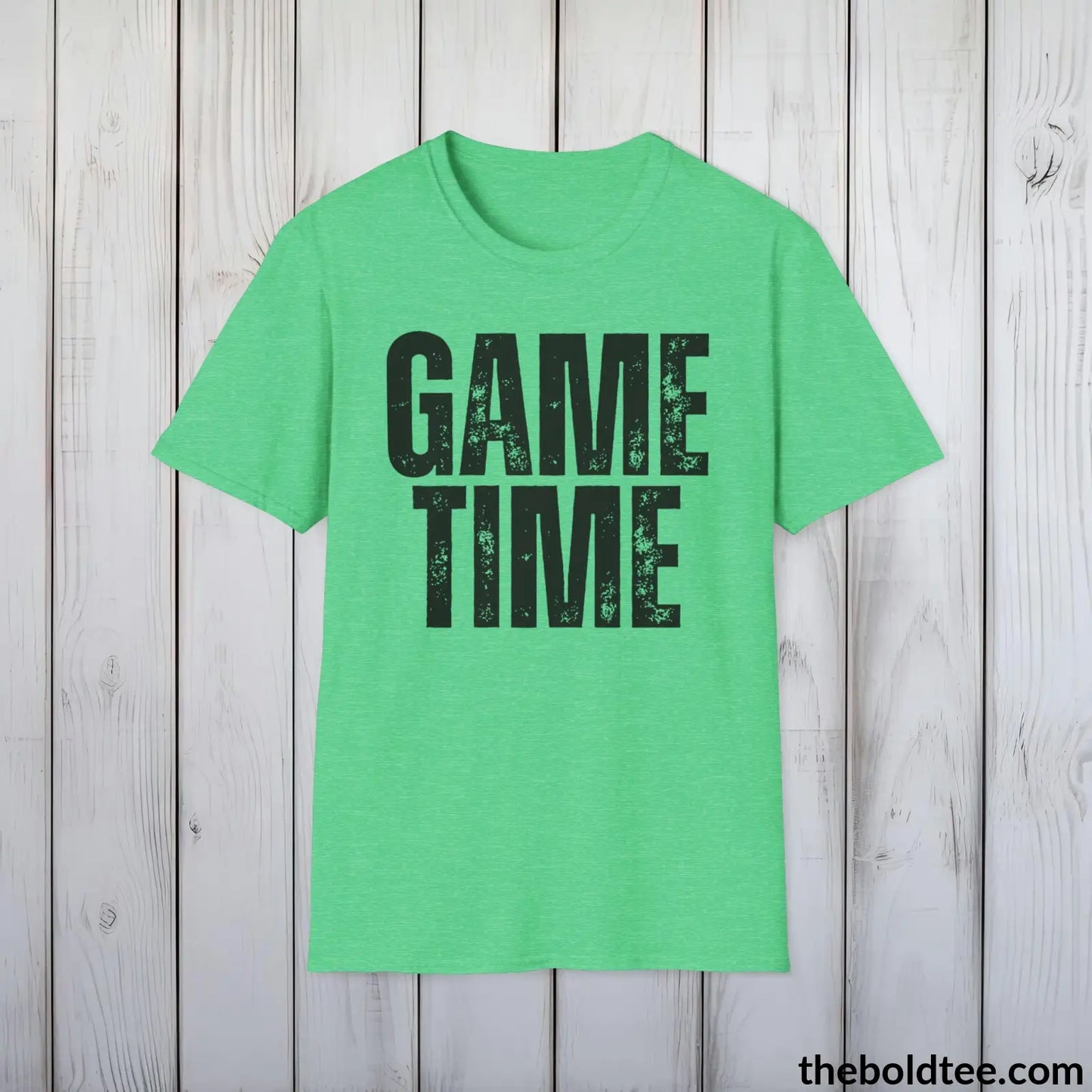 T-Shirt Heather Irish Green / S GAME TIME Basketball Tee - Sustainable & Soft Cotton Crewneck Unisex T-Shirt - 9 Bold Colors