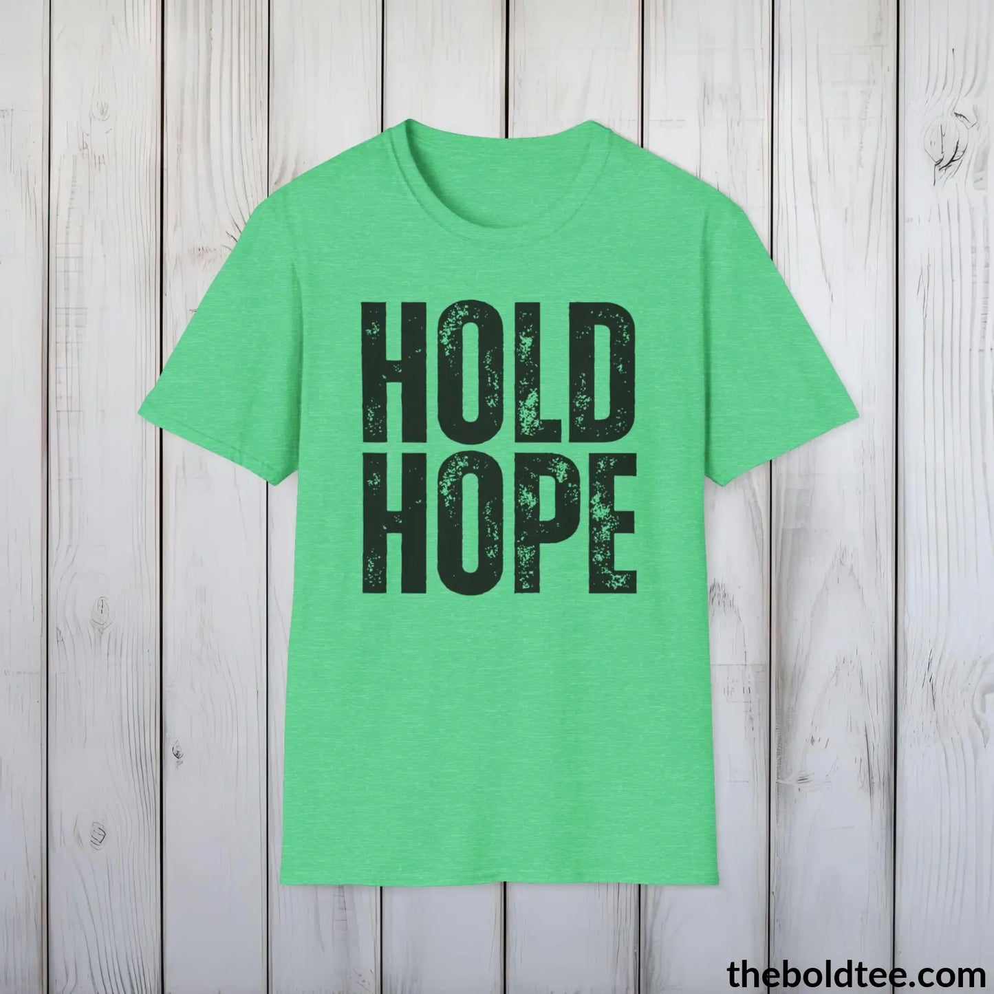 T-Shirt Heather Irish Green / S HOLD HOPE Mental Health Awareness Tee - Soft Cotton Crewneck Unisex T-Shirt - 8 Trendy Colors