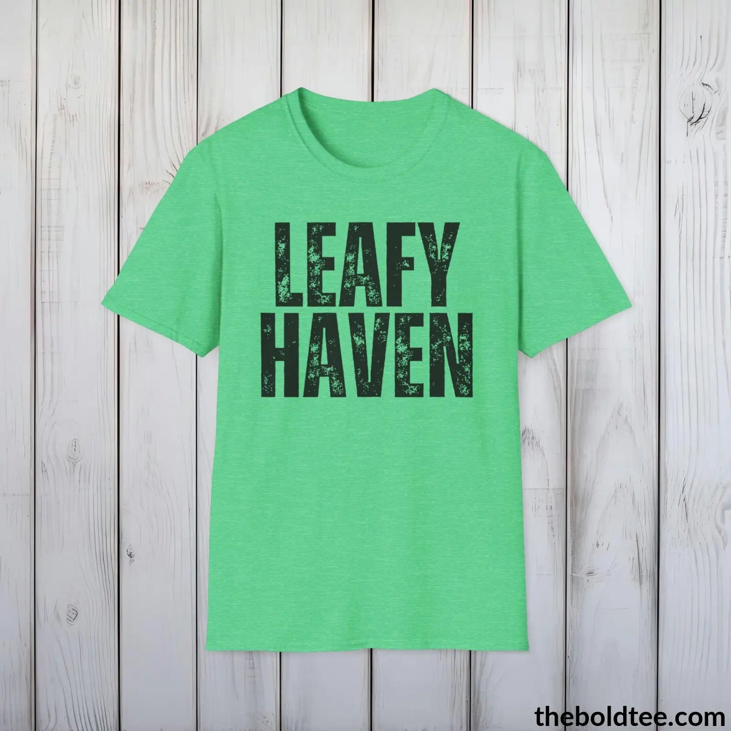 T-Shirt Heather Irish Green / S LEAFY HAVEN Gardening Tee - Soft & Strong Cotton Crewneck Unisex T-Shirt - 8 Trendy Colors