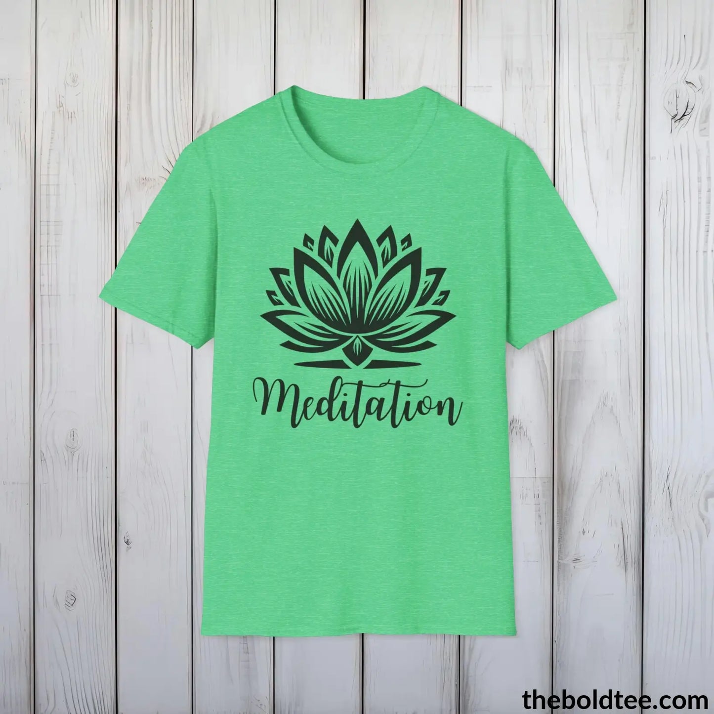 T-Shirt Heather Irish Green / S Meditation Yoga Tee - Sustainable & Soft Cotton Crewneck Unisex T-Shirt - 9 Bold Colors