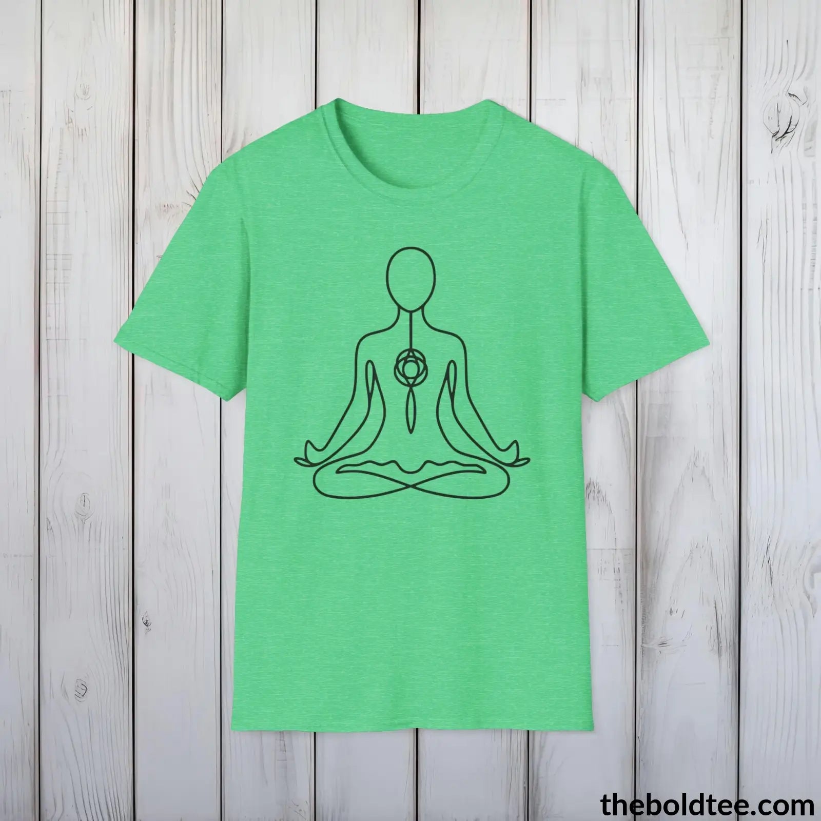 T-Shirt Heather Irish Green / S Peaceful Yoga Tee - Sustainable & Soft Cotton Crewneck Unisex T-Shirt - 8 Serene Colors