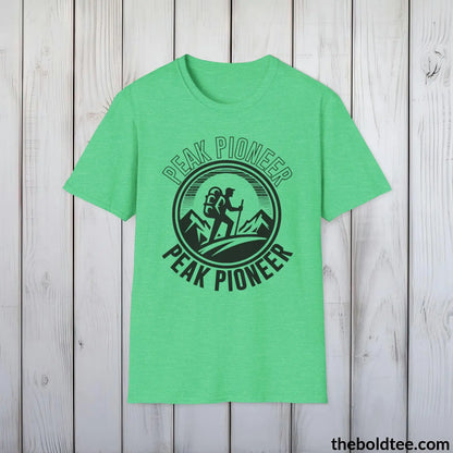 T-Shirt Heather Irish Green / S PEAK PIONEER Hiking Tee - Sustainable & Soft Cotton Crewneck Unisex T-Shirt - 8 Trendy Colors