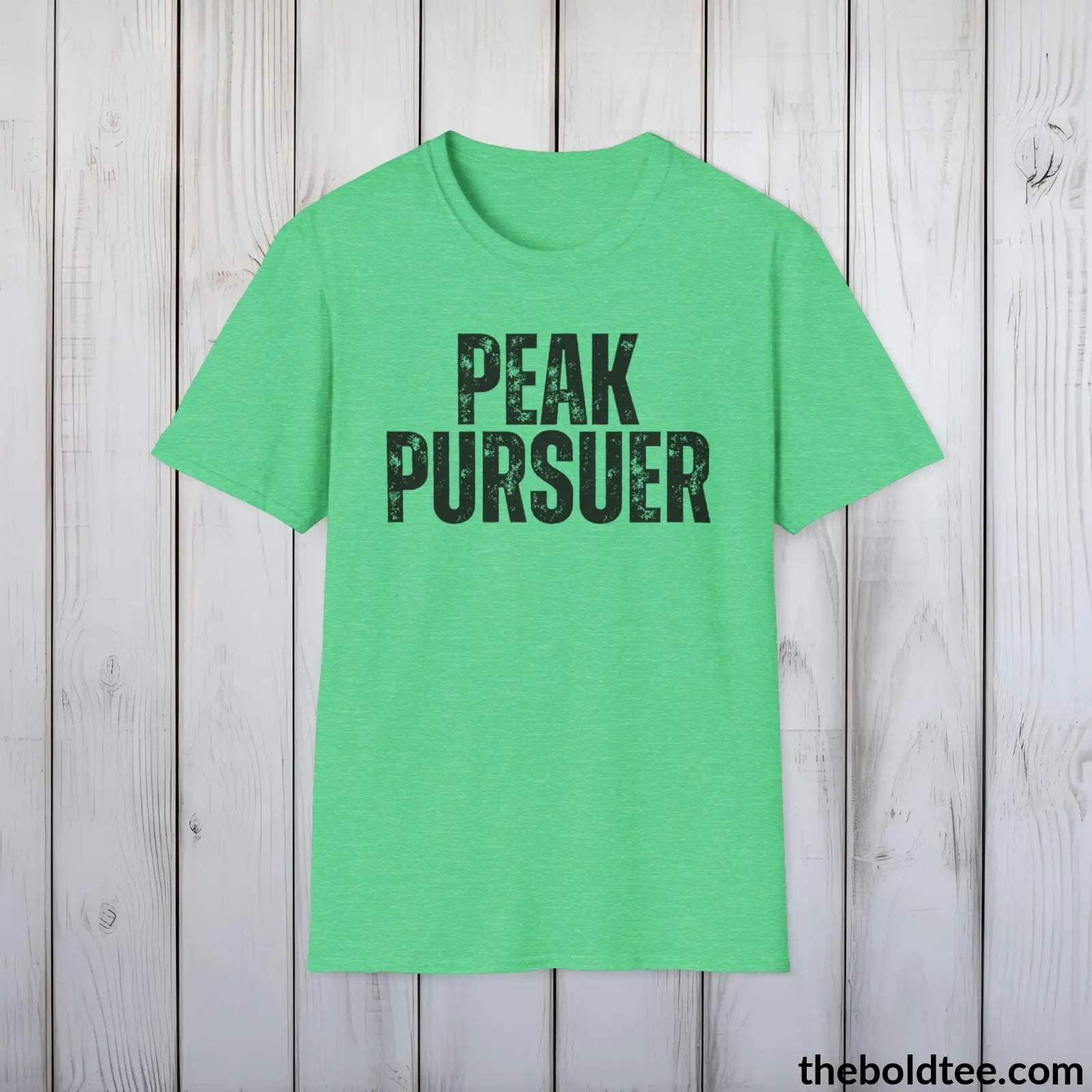 T-Shirt Heather Irish Green / S PEAK PURSUER Hiking Tee - Sustainable & Soft Cotton Crewneck Unisex T-Shirt - 8 Trendy Colors