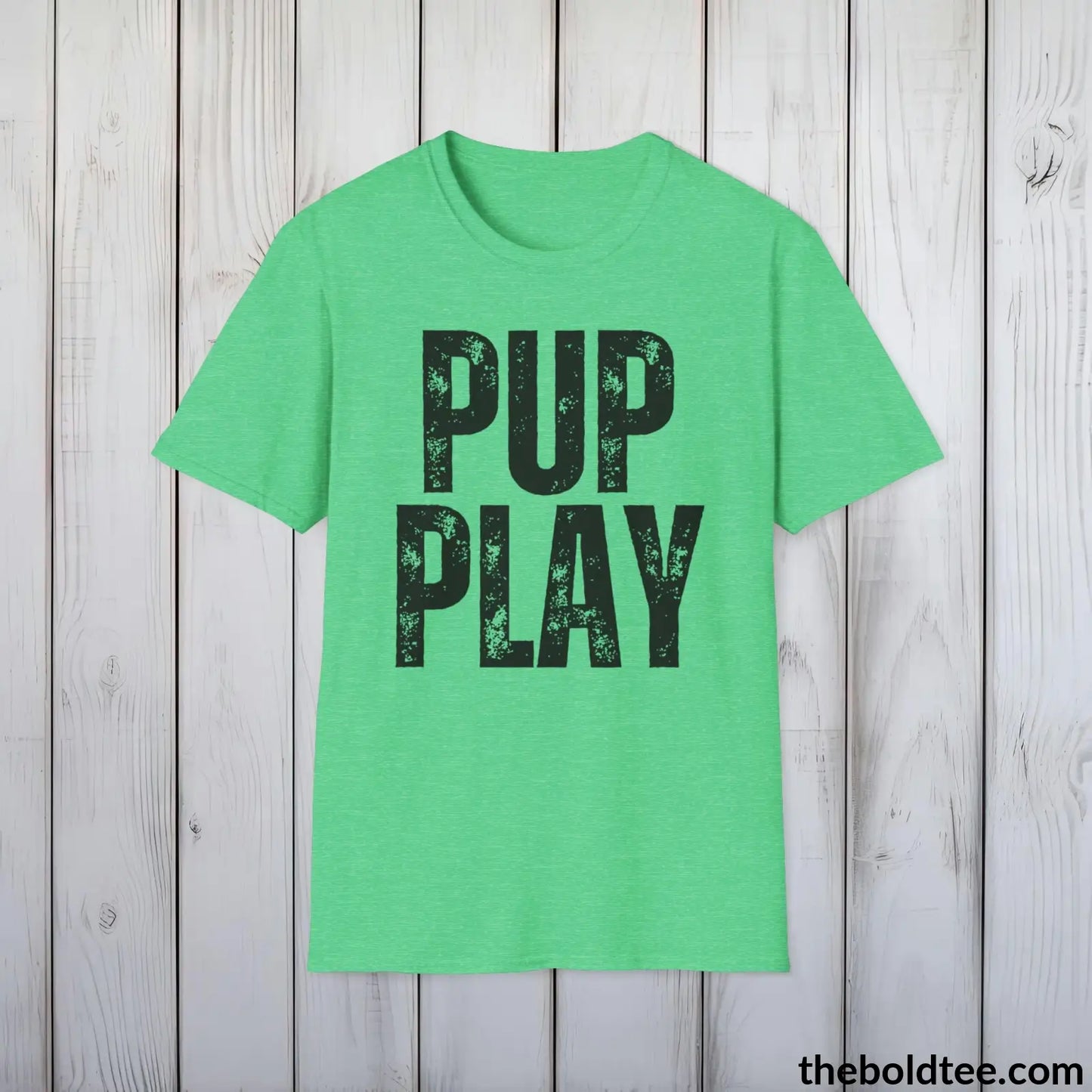 T-Shirt Heather Irish Green / S PUP PLAY Tee - Sustainable & Soft Cotton Crewneck Unisex T-Shirt - 9 Bold Colors